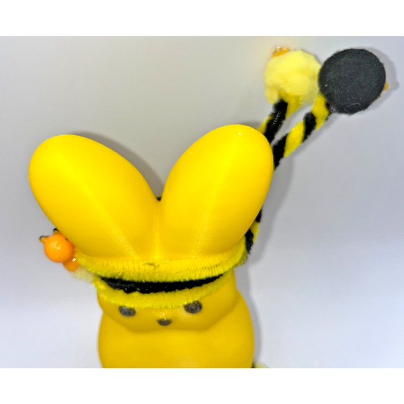 Large Yellow Bunny Peep Ninja Bumble Bee Peep Fluffy Pom Deb O. Originals OOAK - Picture 3 of 16